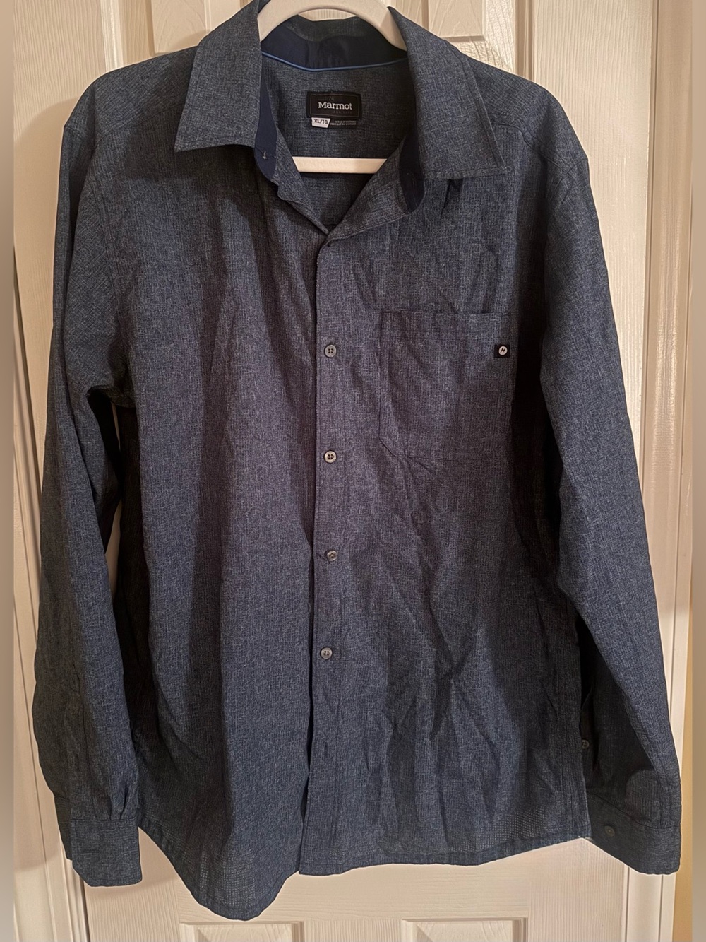MARMOT Air Exchange Navy Long-Sleeve Button-Up Shirt XL